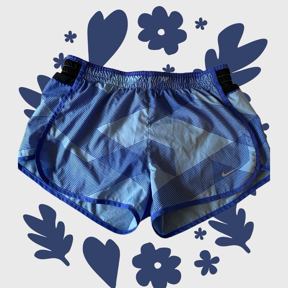 Women’s Nike Dri-Fit Running Shorts- Blue Geometric Print, Size Small